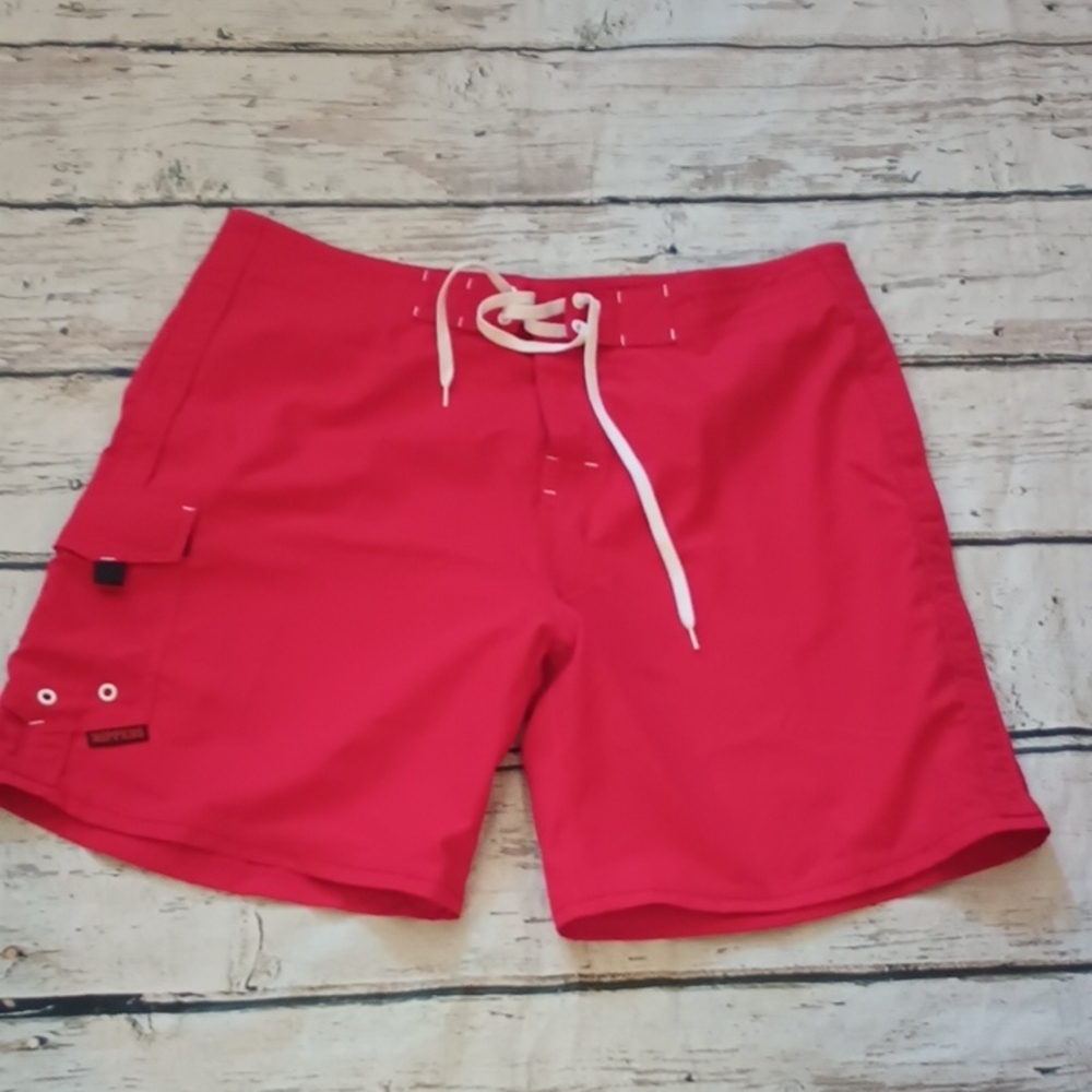 Maui Rippers Men's Red White Lifeguard Board Shorts Swim Trunks 38